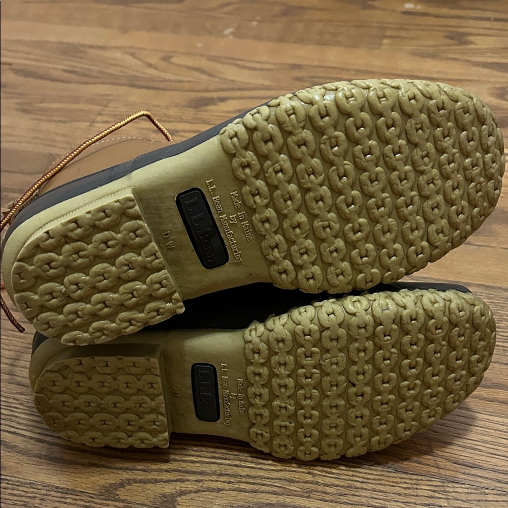 LL Bean Duck Bean Boots Womens Sz 8M Brown Leather Rubber Waterproof Rain USA - Picture 7 of 12